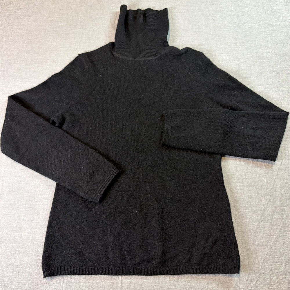 Women's Cashmere Charter Club Luxury Turtleneck Sweater Black Sz S‎